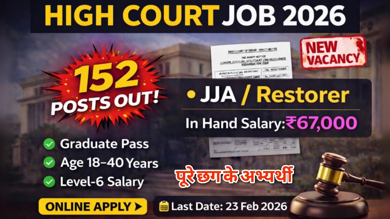 High Court New Vacancy 2026 l JJA Recruitment 2026 l CTC: ₹67,000 l Graduate Pass Govt Job 2026