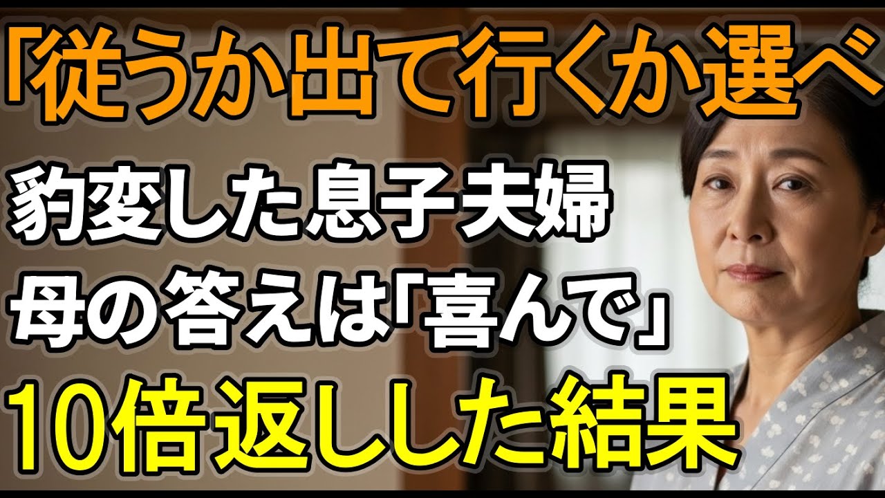 「俺たちに従うか出ていくか選べ」息子夫婦に追い出された65歳母の静かな逆転劇【シニアライフ】【60代以上】