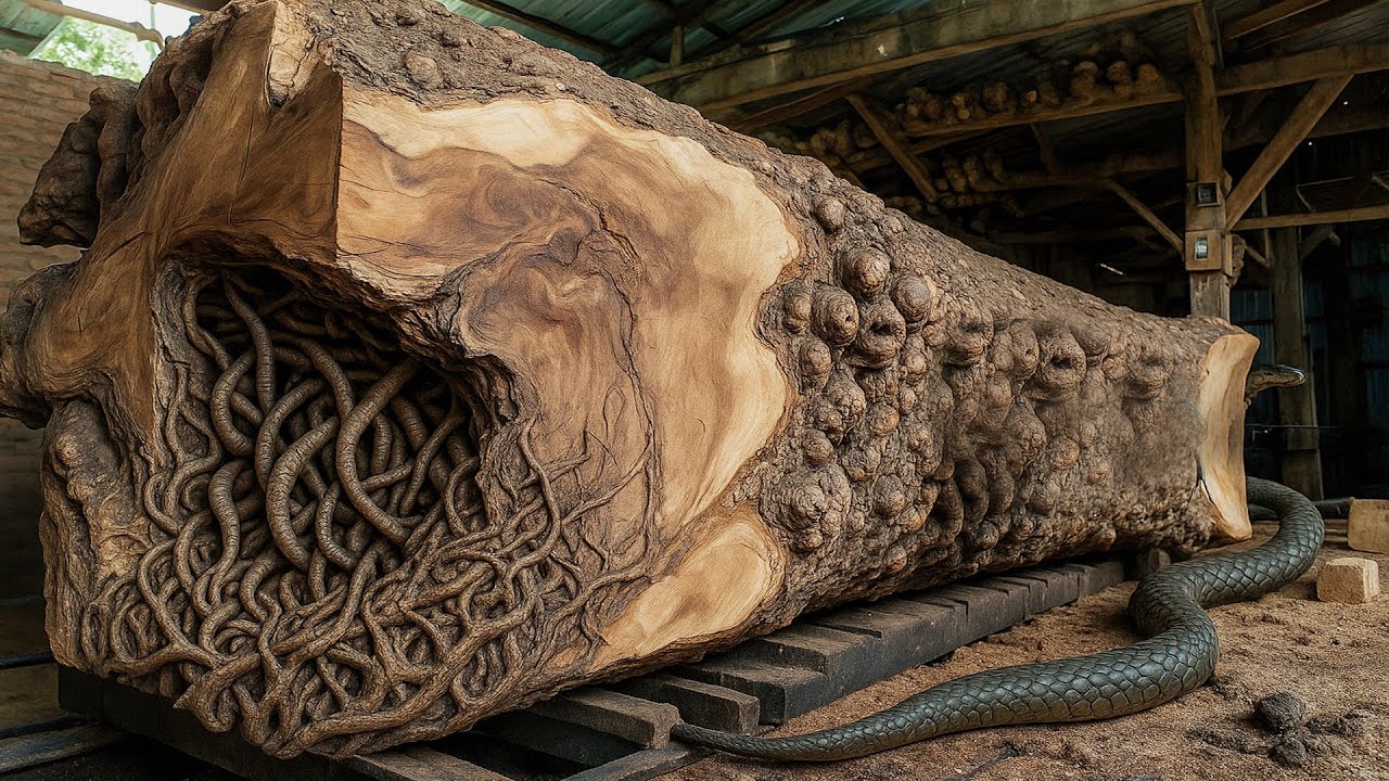 Sawmill Workers Discover the Unbelievable Inside Giant Red Wood ‼ Woodworking in Action