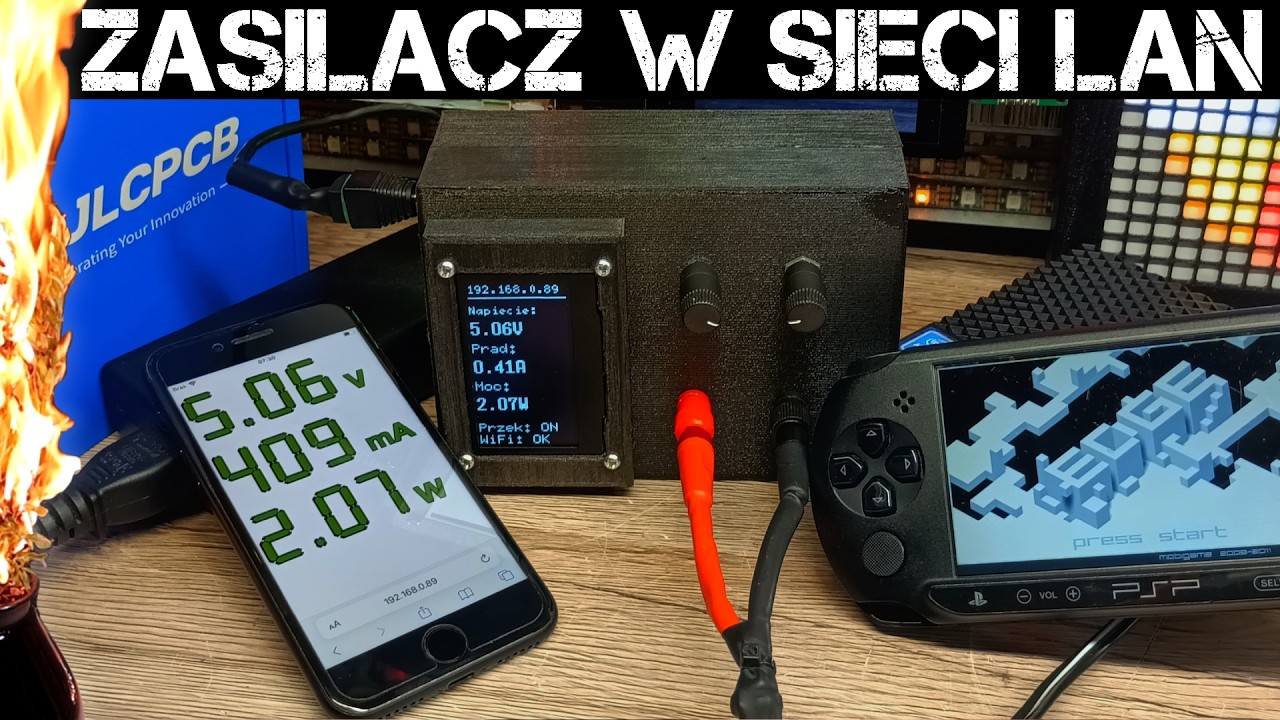 Podłączam zasilacz do WiFi - wskazania w przeglądarce i OBSie oraz jak zrobić własne PCB z JLCPCB