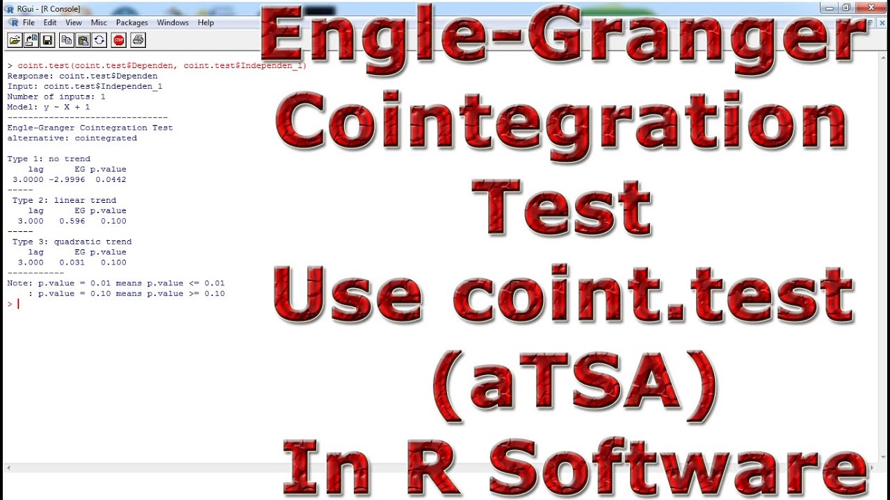Engle-Granger Cointegration Test Use coint.test (aTSA) With (In) R Software