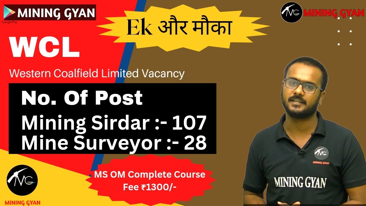 WCL Mining Sirdar & Mine Surveyor Vacancy 2023/Mining Gyan Online Course for All CIL Subsidiary Exam