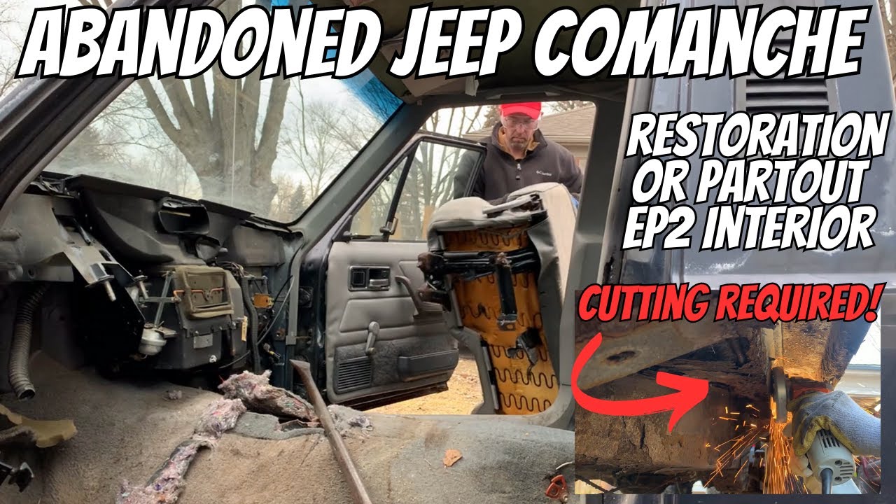 Abandoned Jeep Comanche Restoration Or Part Out EP2 Interior Removal- Cutting Required- Beyond Rusty