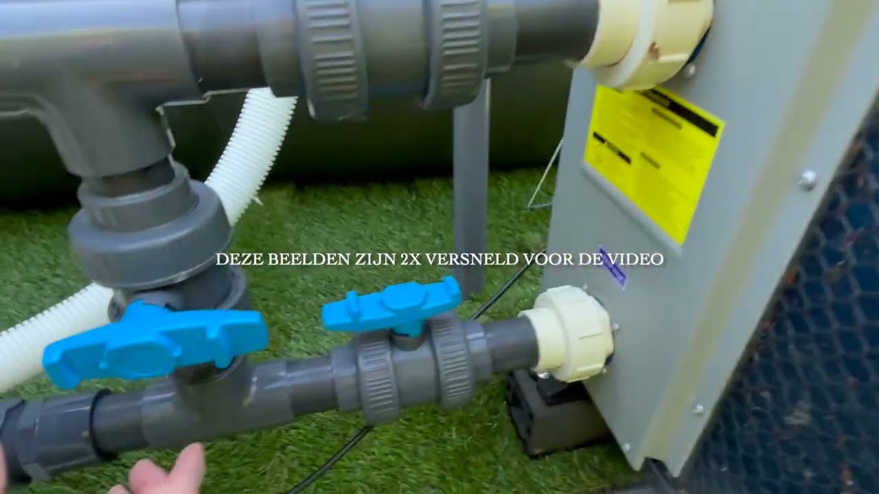 W'eau zwembad warmtepomp inregelen met by-passklep i.c.m. Intex XTR Frame opzetzwembad.
