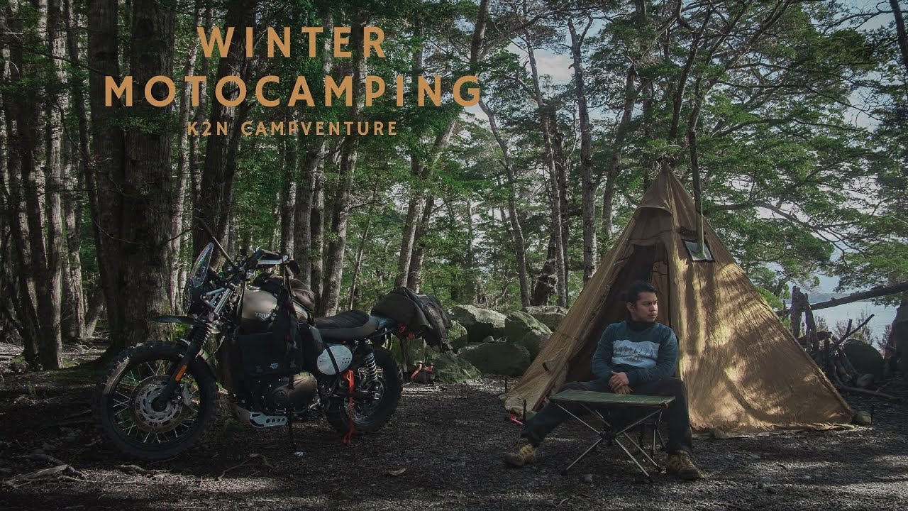 Cozy Motorcycle Camping | Hot tent | Solo | Winter Camping | Lake to Summit