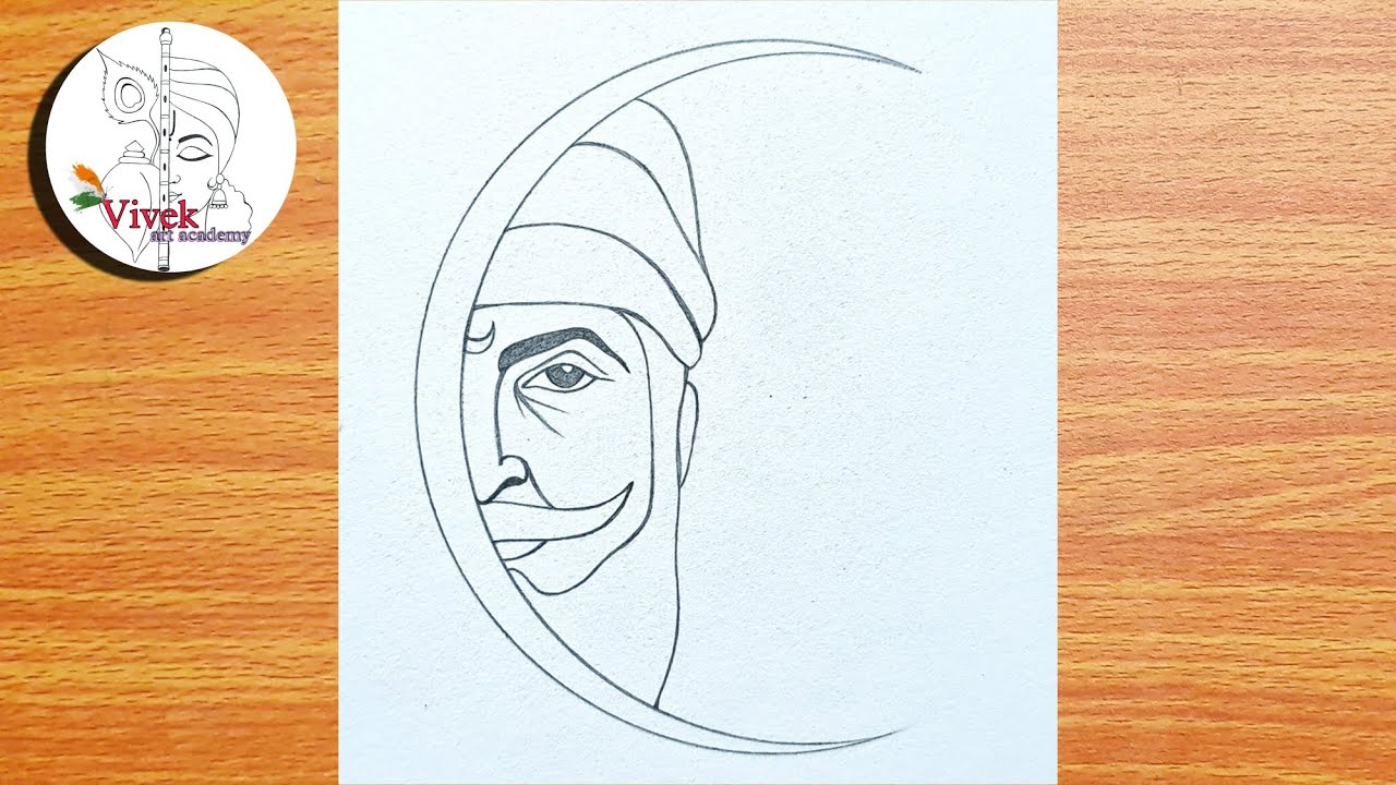 Half face drawing of Chhatrapati Shivaji Maharaj | Draw Chhatrapati Shivaji drawing step by step