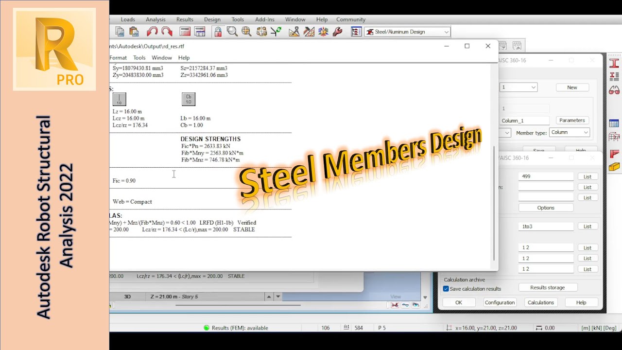 Designing Members in a Simple Steel Structure using Autodesk Robot