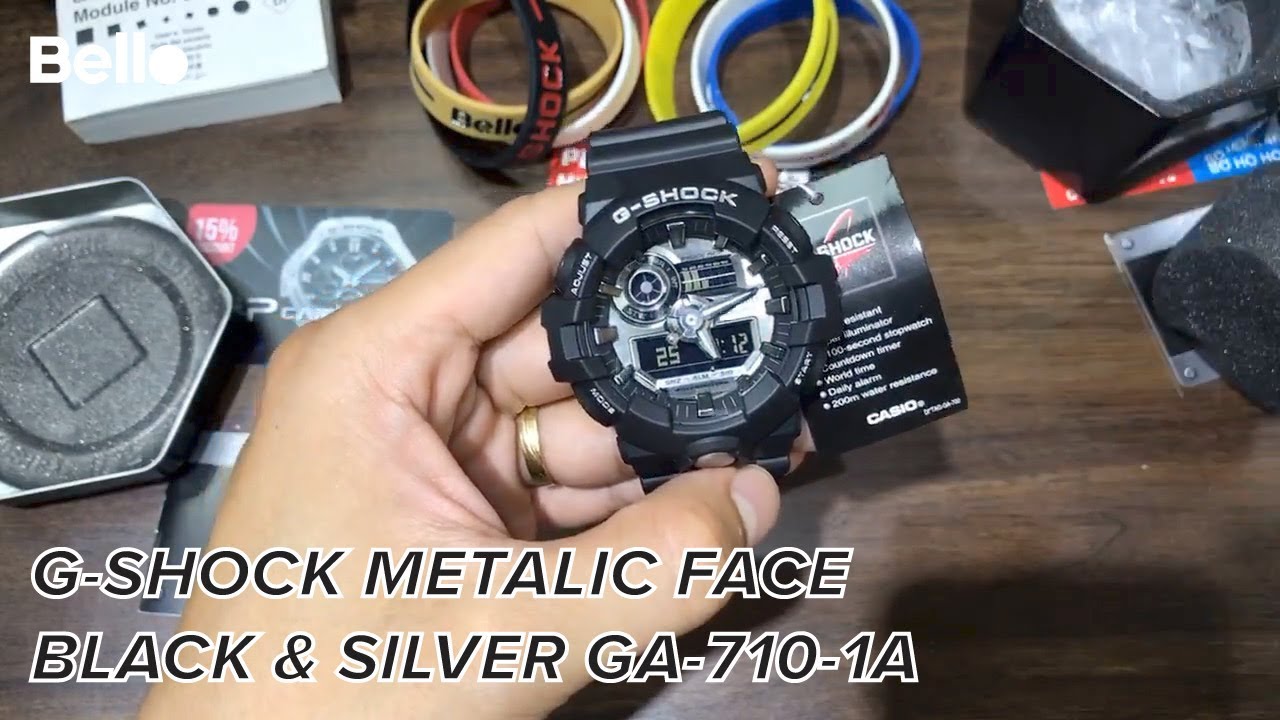 G-SHOCK METALIC FACE BLACK & SILVER GA-710-1A