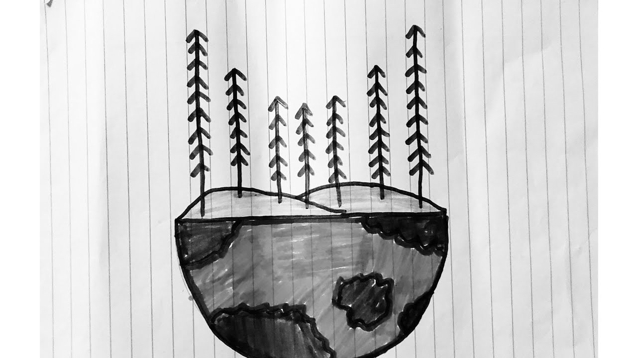 Simple Earth Day Drawing Tutorial | How to Draw Globe with Nature