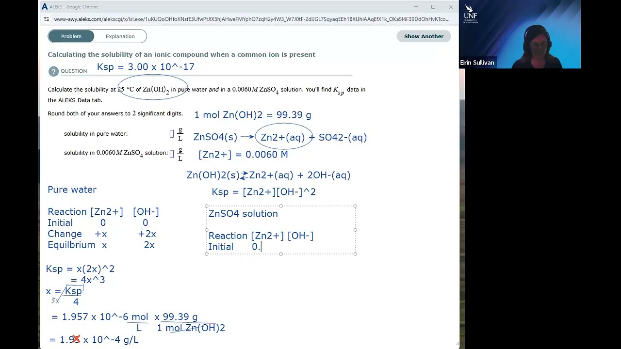 Calculating the Solubility of an Ionic Compound when a Common Ion is Present