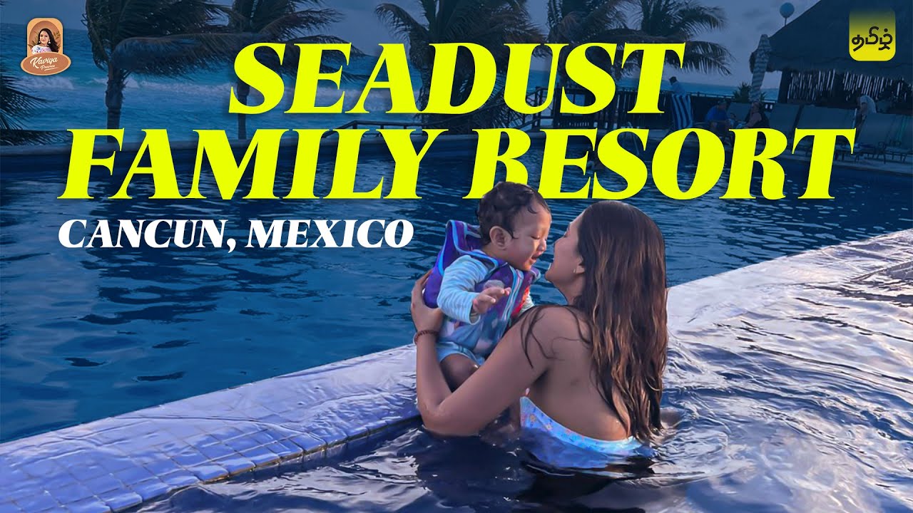 My dear is very curious to swim in the pool | Seadust Family Resort - Cancun Mexico Vlog - Day 3