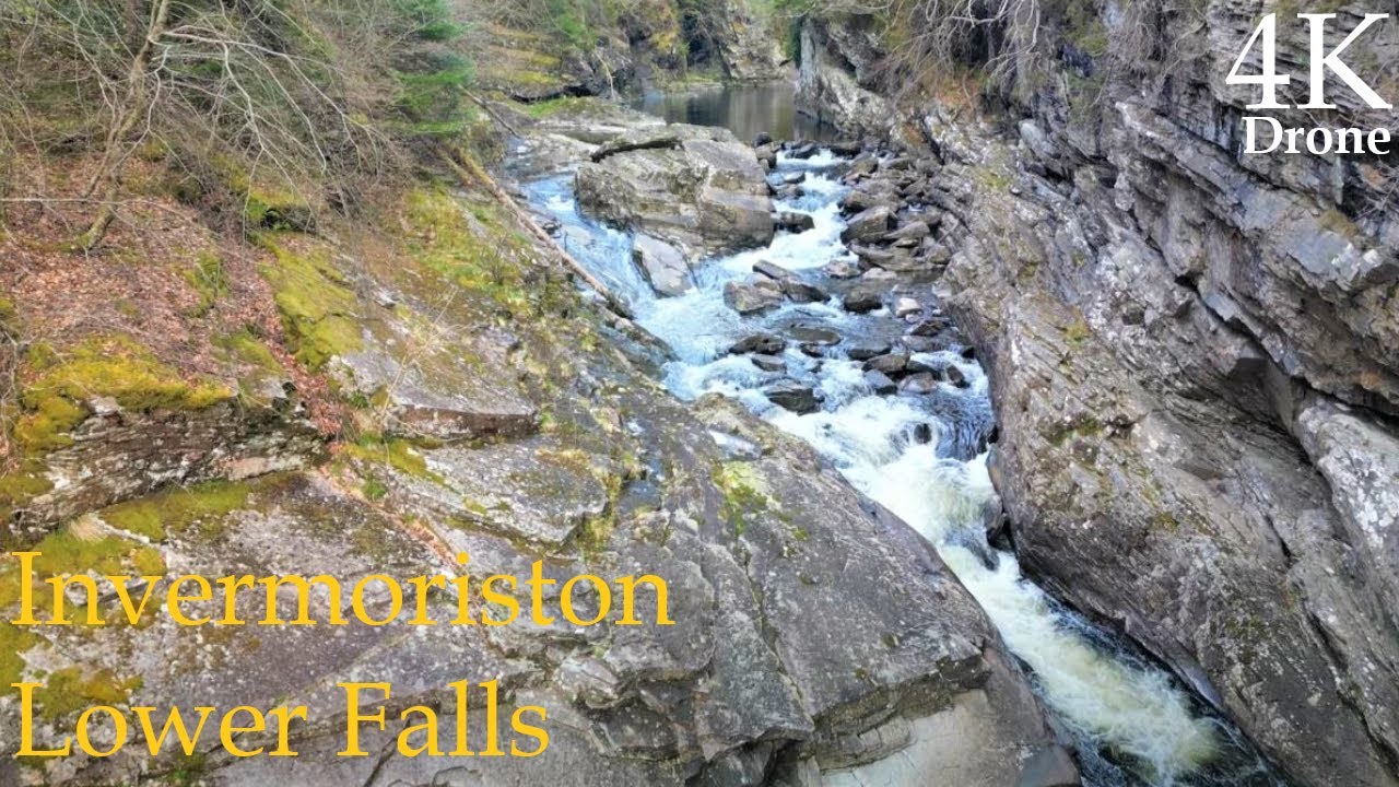 Invermoriston Lower Falls, Summerhouse and Old Bridge - DJI MINI3 Pro 4K - April 2023