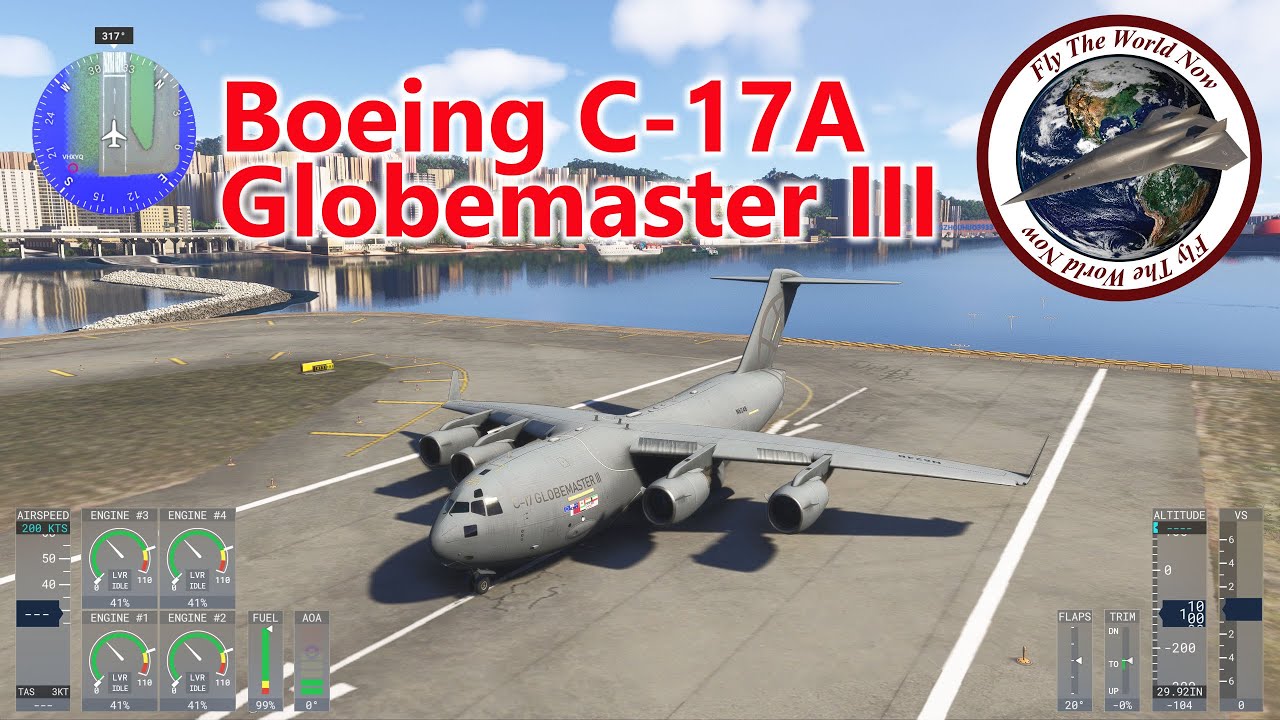 Scary Airport Kai Tak VHHX, Hong Kong, Boeing C-17A Globemaster III. MSFS2024.