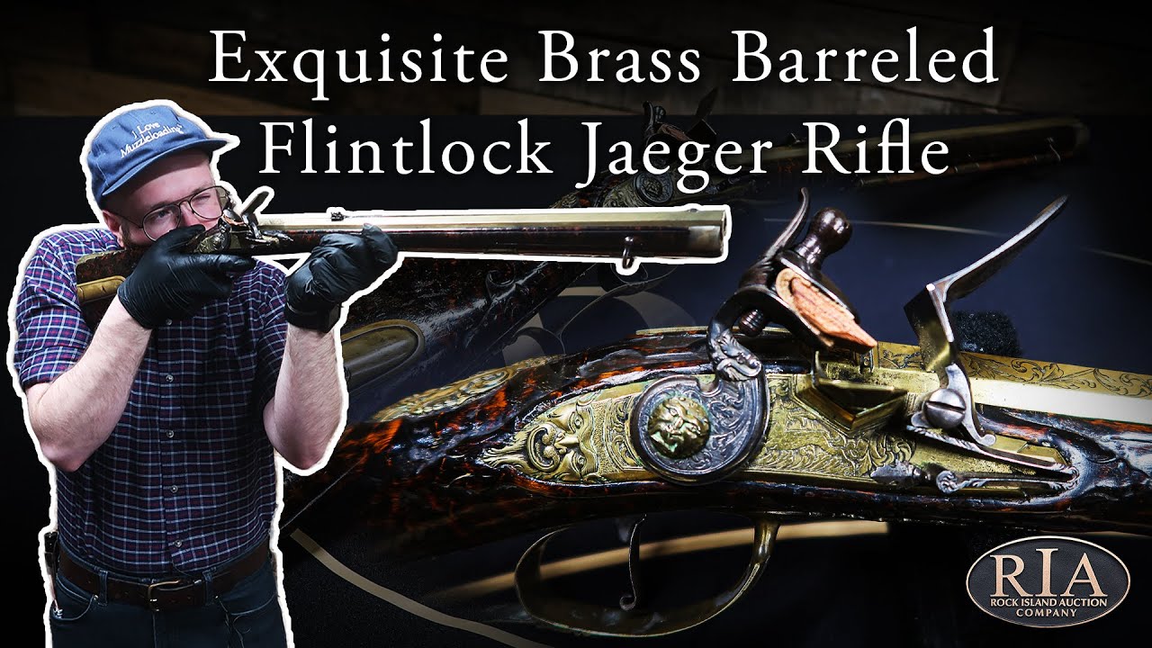 Rare BRASS BARREL Flintlock Jaeger Rifle | Antique Hunting Muzzleloader