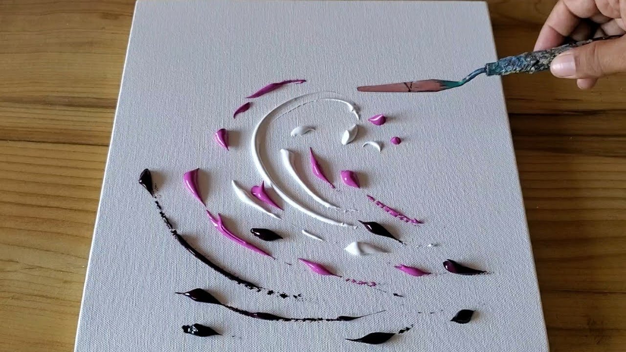 Pink Waves / Easy Acrylic Abstract Painting Demo / Step by Step / Relxing