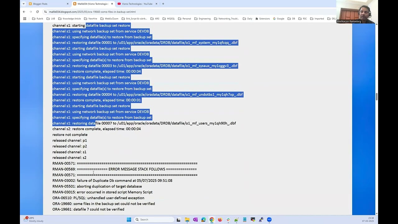 ORA-19660: some files in the backup set could not be verified