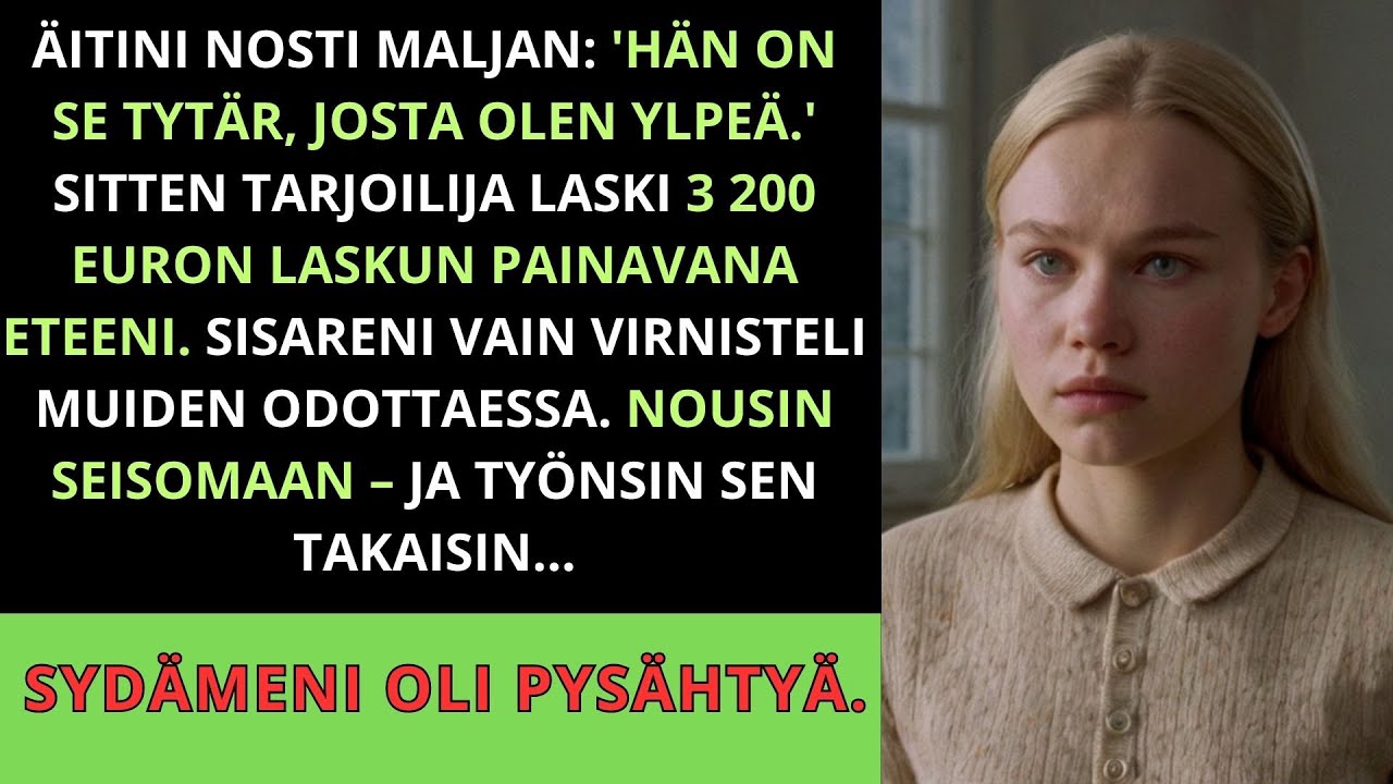 Äiti sanoi: "Hänestä olen ylpeä" siskon synttäreillä — ja ojensi sitten 3 000 euron laskun minulle.