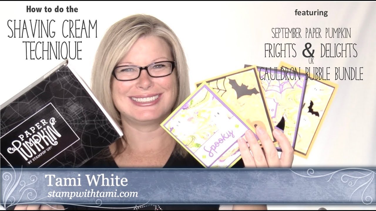 How to make background paper with shaving cream and September Paper Pumpkin Kit
