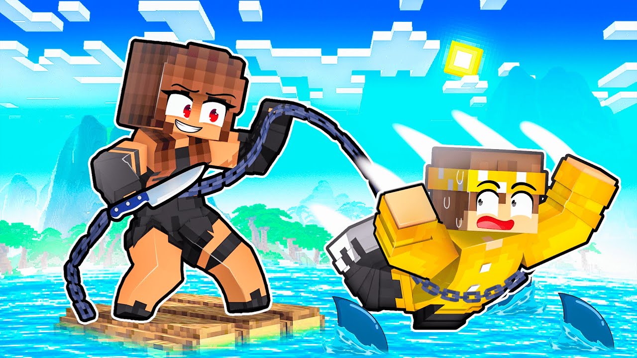 Fiquei PRESO com a GAROTA YANDERE em apenas UMA JANGADA no Minecraft