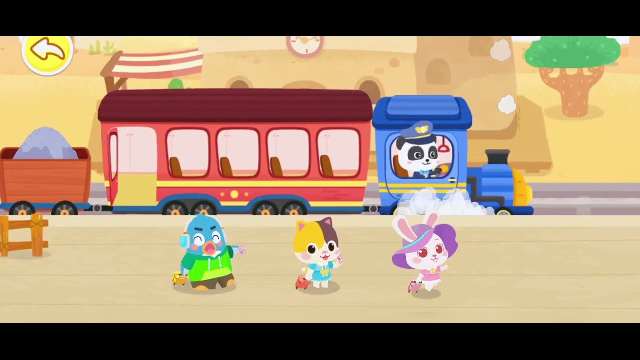 Baby bus panda train kids cartoon games |baby panda train, kids train station cartoon games |