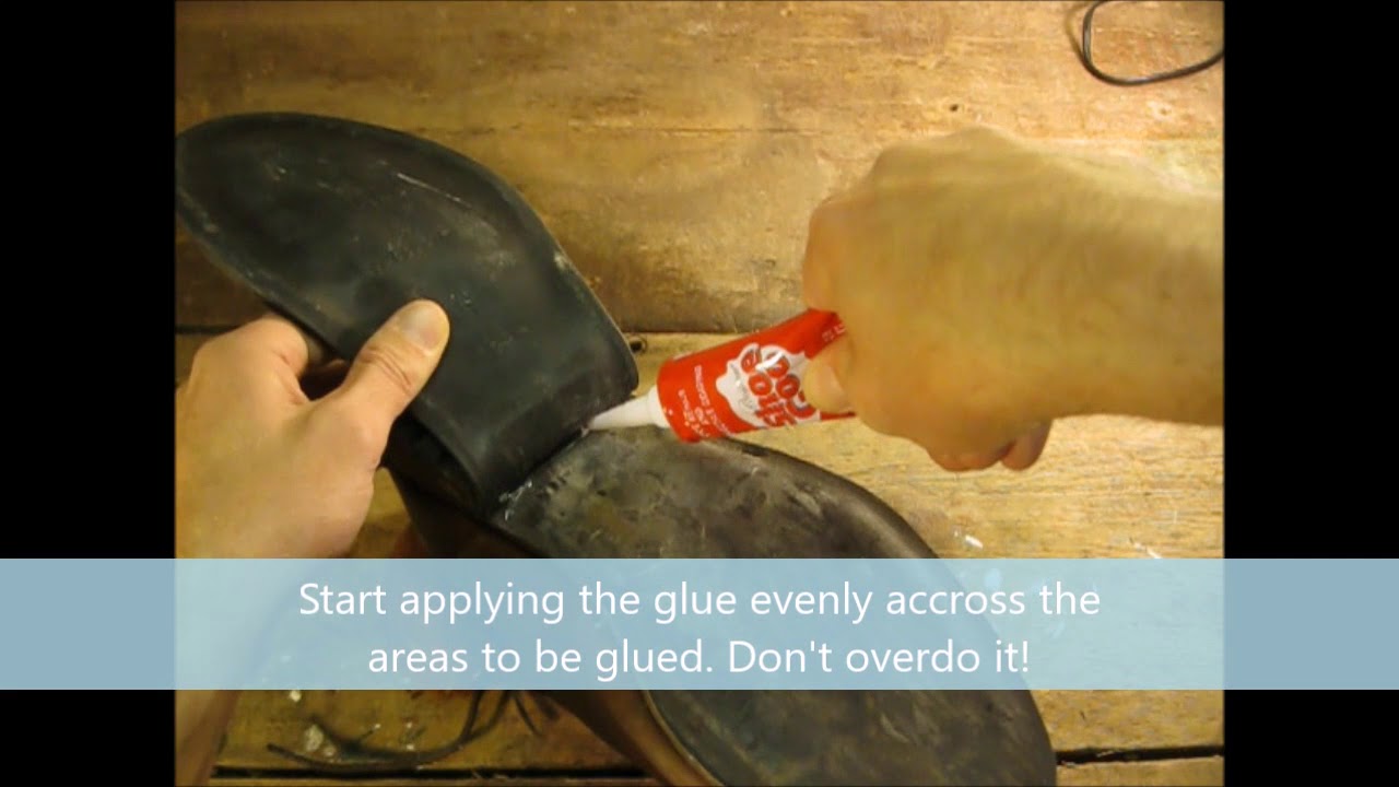 Shoe repair fix with Shoe Goo Glue