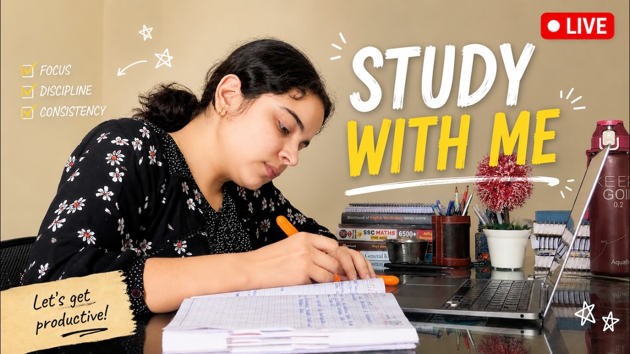 STUDY WITH ME LIVE 10 HRS #UPSC #SSCCGL #STUDYWITHME #POMODORO #60/10