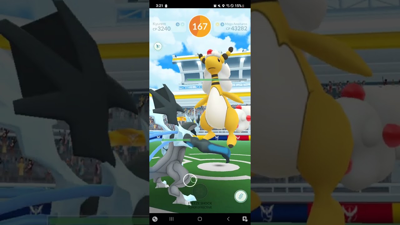 Mega Ampharos Solo (No Weather Boost, No Adventure Effect, L25 Kyurem Black Only, 7 Seconds Left)