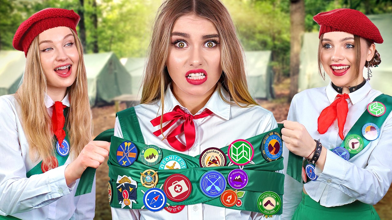Tim Tin Girls in Scouts Challenge! Surviving in Crazy Camp for 24 Hours