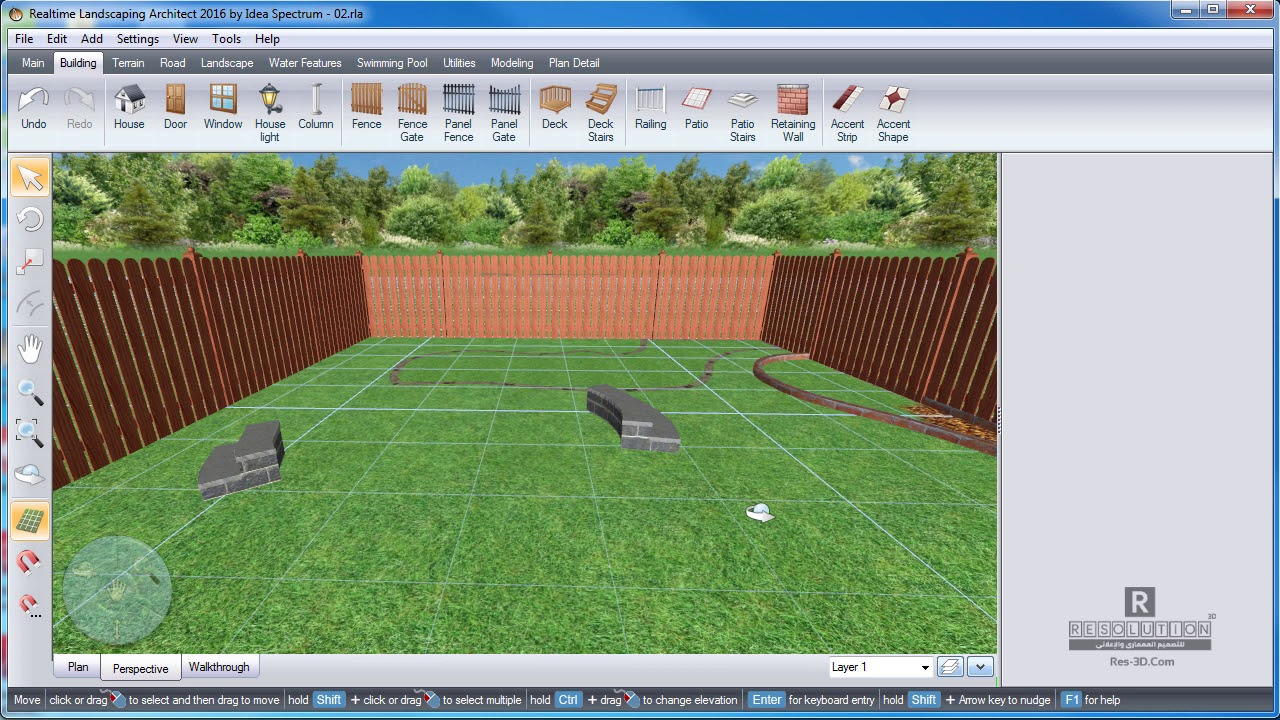 02 - شرح برنامج Realtime Landscaping - إضافة الدرج (السلالم)
