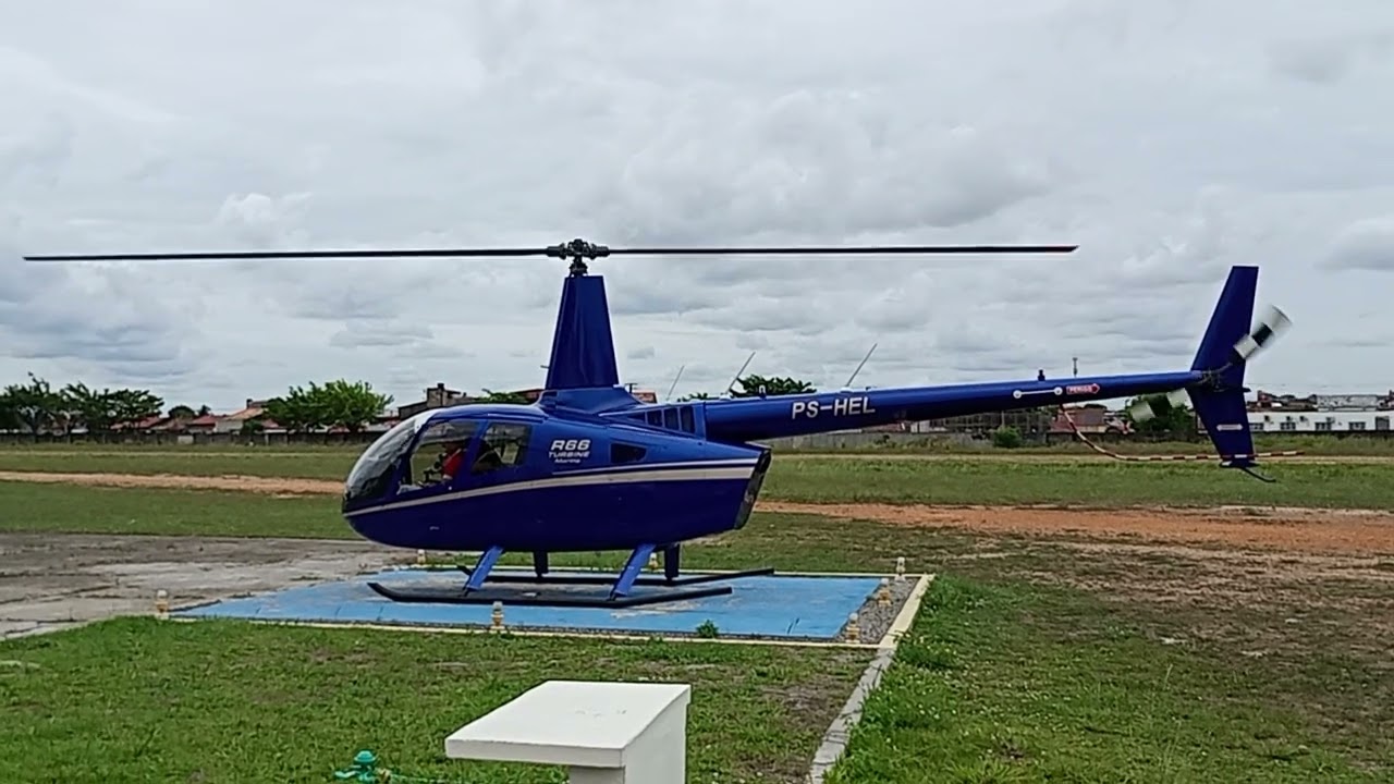 Acionamento e decolagem do Robinson R66 Turbine no dia de ontem 