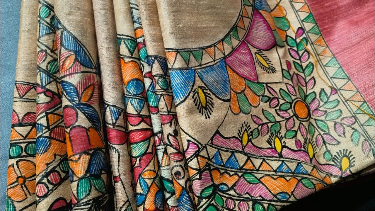 Latest Traditional Handloom Bhagalpuri Pure Tussar Madhubani painting silk mark saree #moheydesi 
