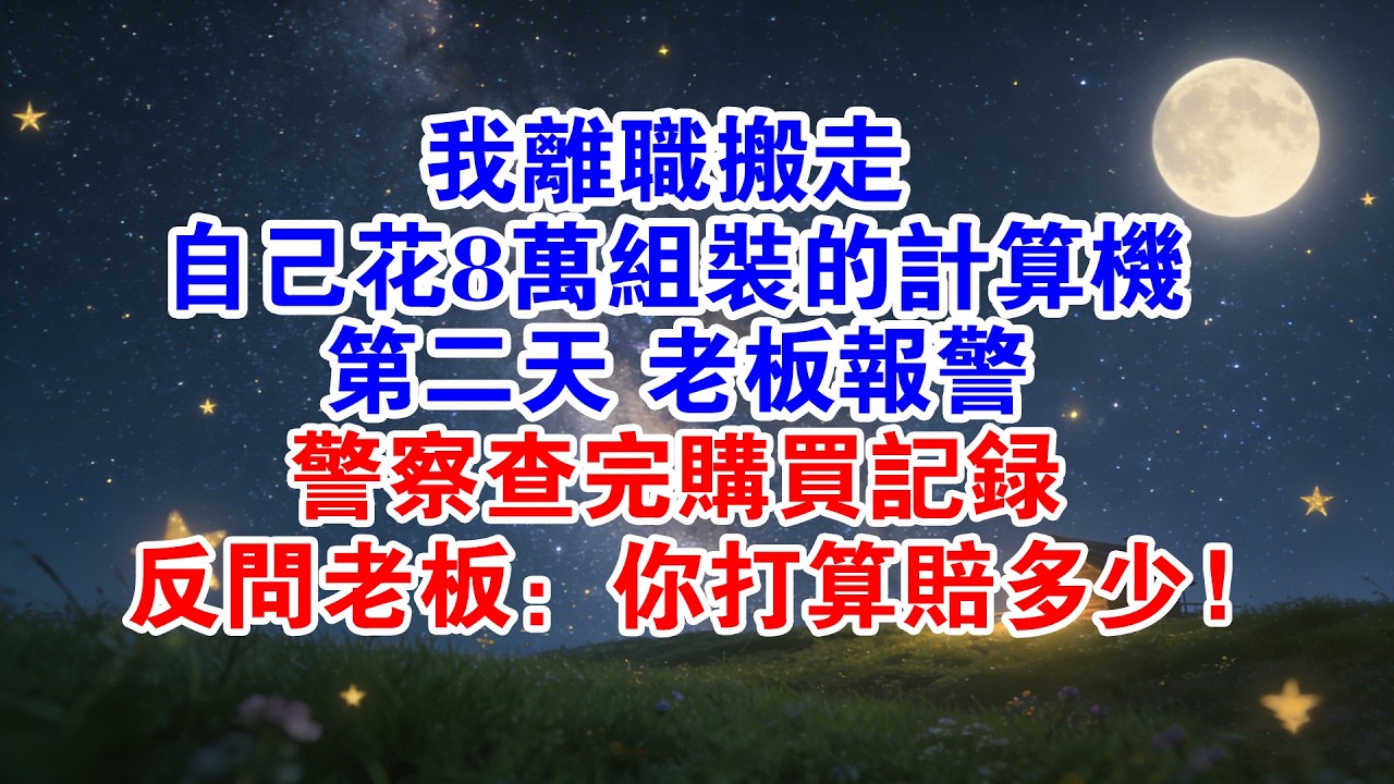 我離職搬走自己花8萬組裝的電腦，第二天老闆報警，警員查完購買記錄，反問老闆：你打算賠多少！#情感故事 #職場 #爽文 #打臉 #大女主 #故事分享#反轉