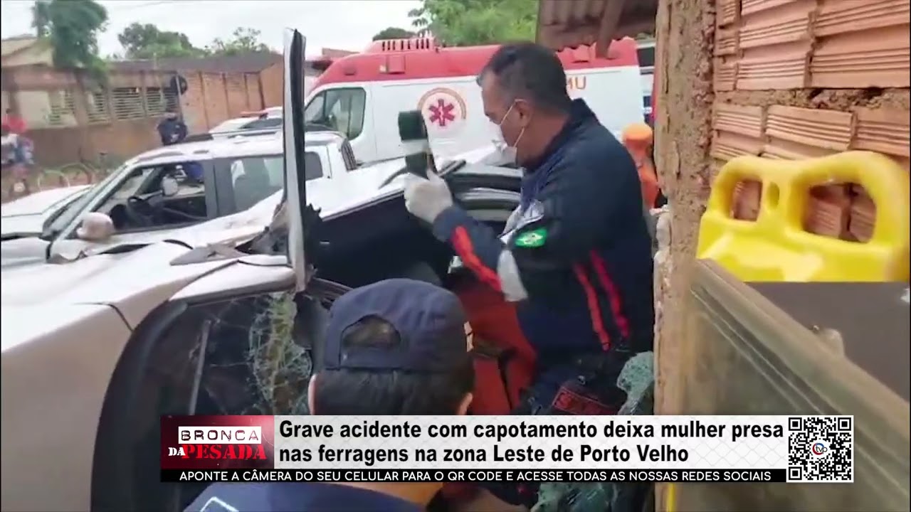 Grave acidente com capotamento deixa mulher presa nas ferragens na zona Leste de Porto Velho