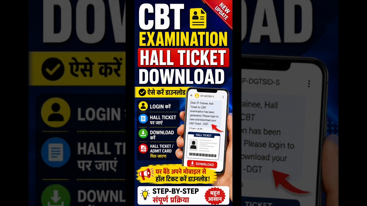 🔥 ITI CBT Hall Ticket 2026 OUT! Admit Card Mobile Se Kaise Download Kare? #ncvt #iti  #shorts