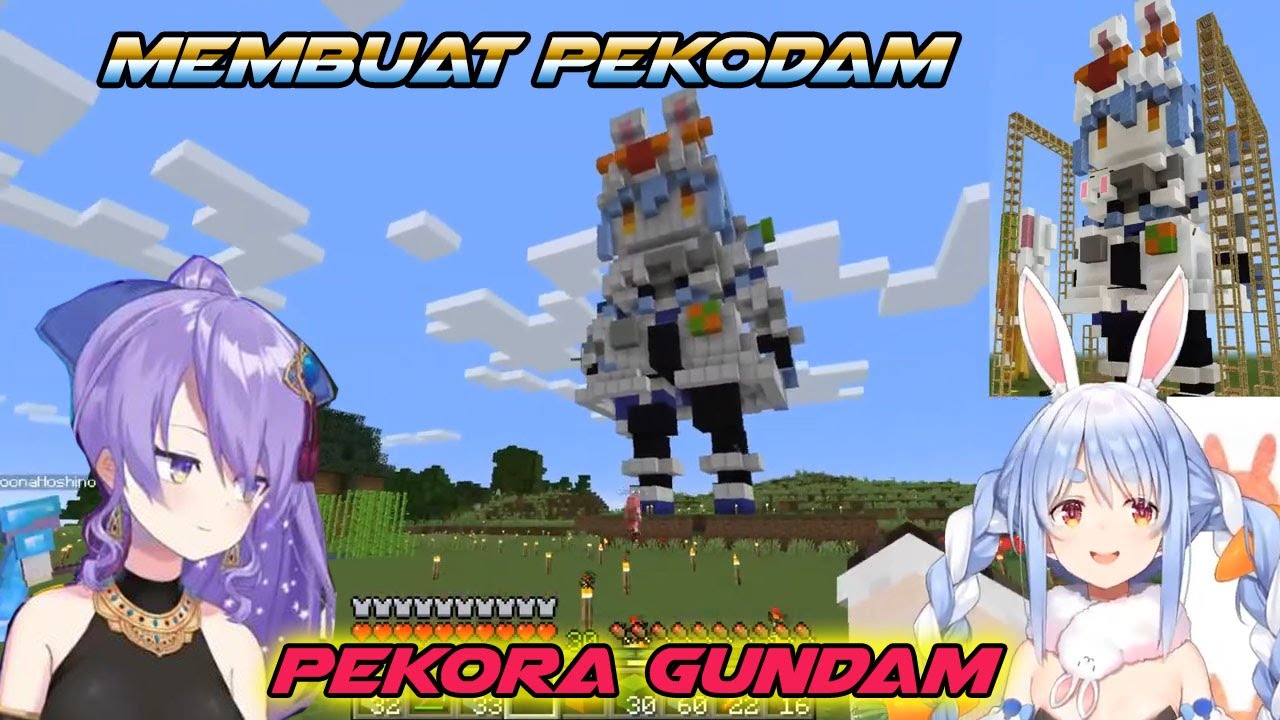[ Hololive sub indo ] moona bantuin pekora buat gundam
