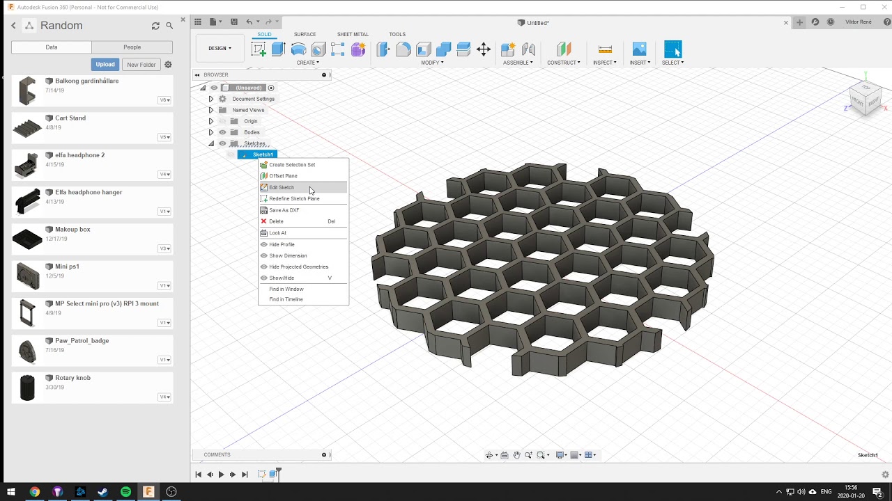Fusion 360 honeycomb pattern