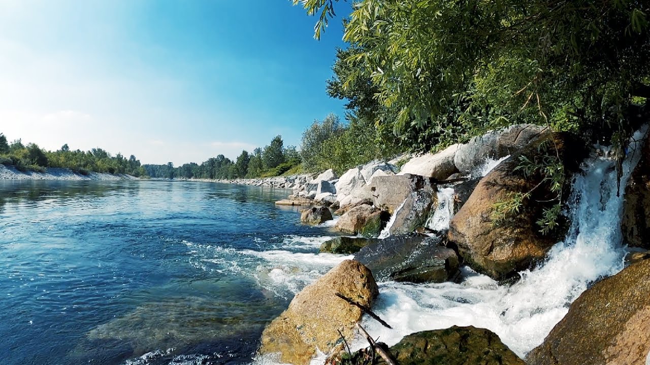 Water flowing over rocks