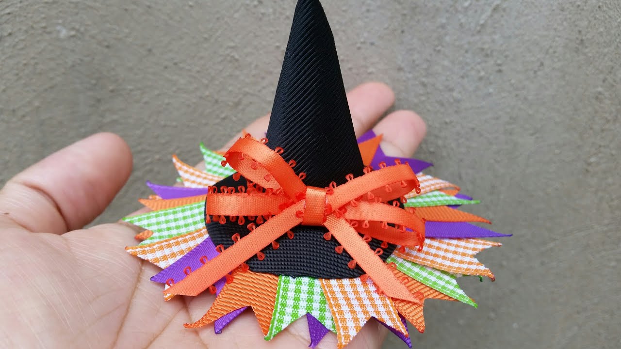 MARATÓN ESPECIAL IDEAS  DE HALLOWEEN  / Moño sombrero de bruja idea No.7