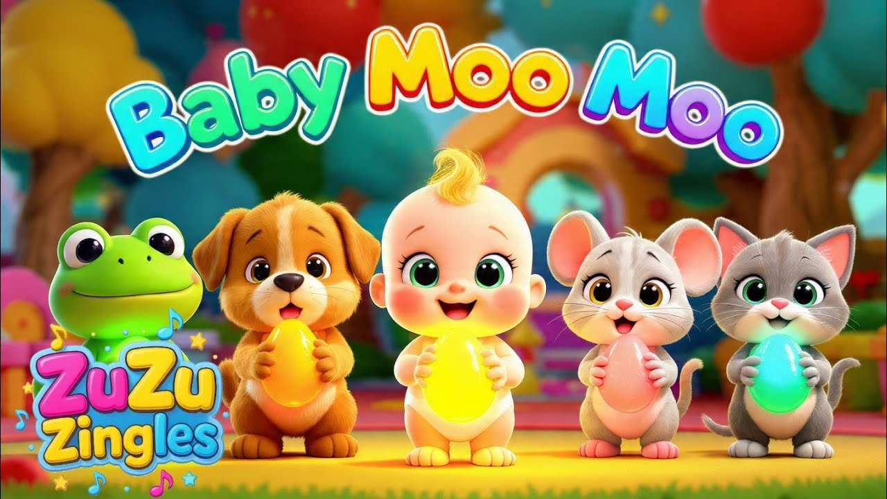 Baby Moo Moo Dance | Frog Duck Kitty Puppy Mousey Mummy | Cute Kids Rhyme | #NurseryRhyme #KidsSongs