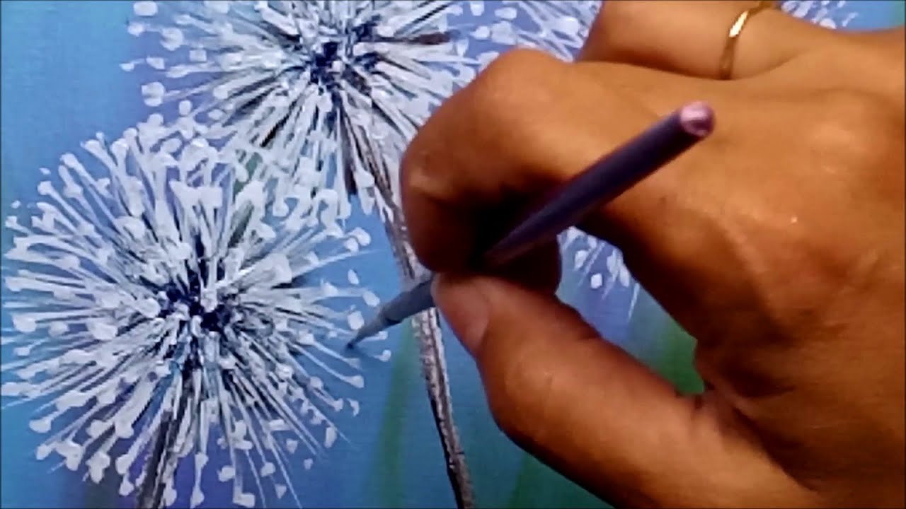 How to Paint Easy Dandelion flower / Technique Acrylic Painting on Canvas/  Idea for inspiration