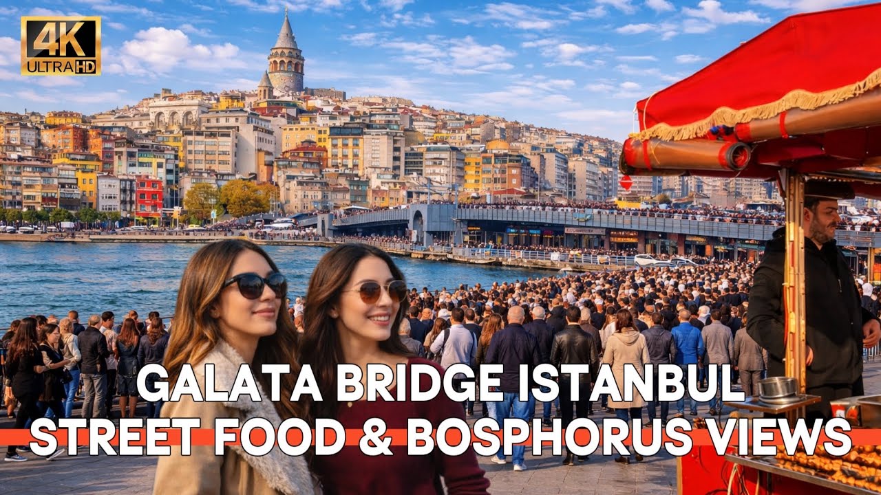 Istanbul Turkey 2026 4K Walking Tour | Eminönü, Galata Bridge & Bosphorus – Street Food & Fishermen
