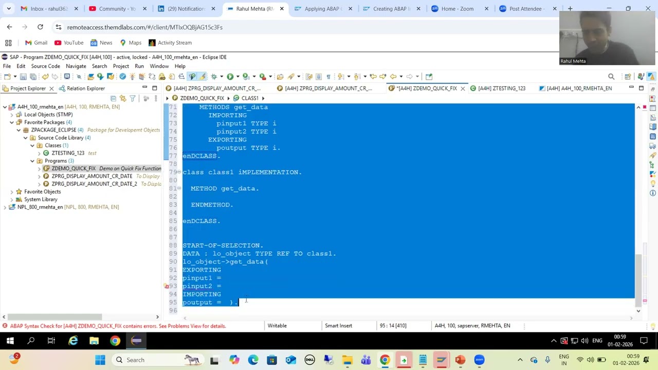 35 - ABAP на HANA - Быстрое исправление ошибок в редакторе исходного кода в Eclipse. Часть 2.