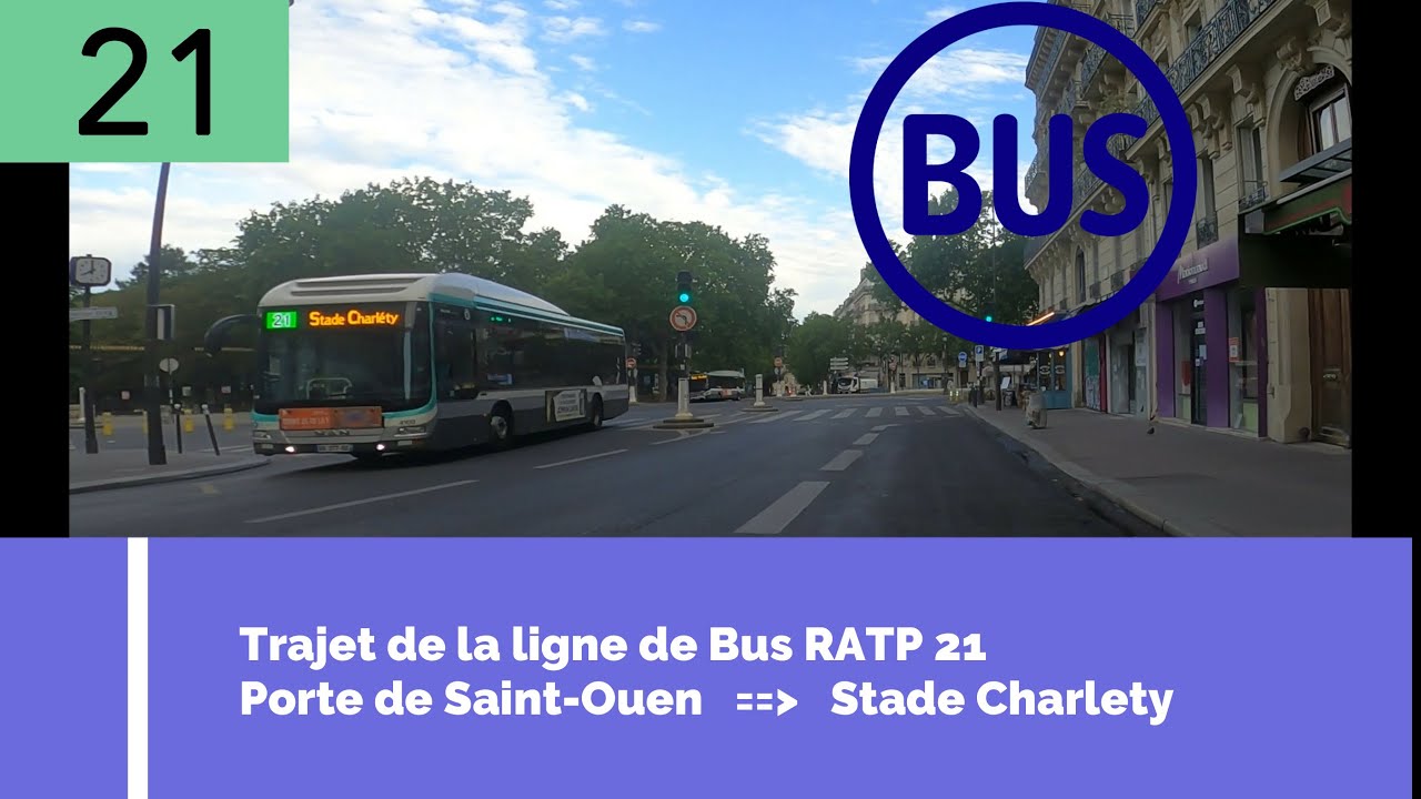 Trajet à vélo de la ligne de bus 21 RATP à Paris De Porte de Saint Ouen à la Porte de Gentilly 2,7K