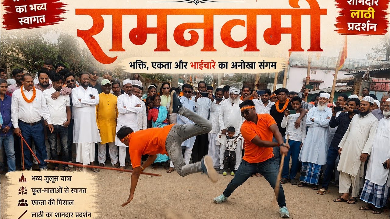 Ram Navami Celebration in Our Village 🚩 | Grand Procession, Lathi Performance & Unity |#bhakti 