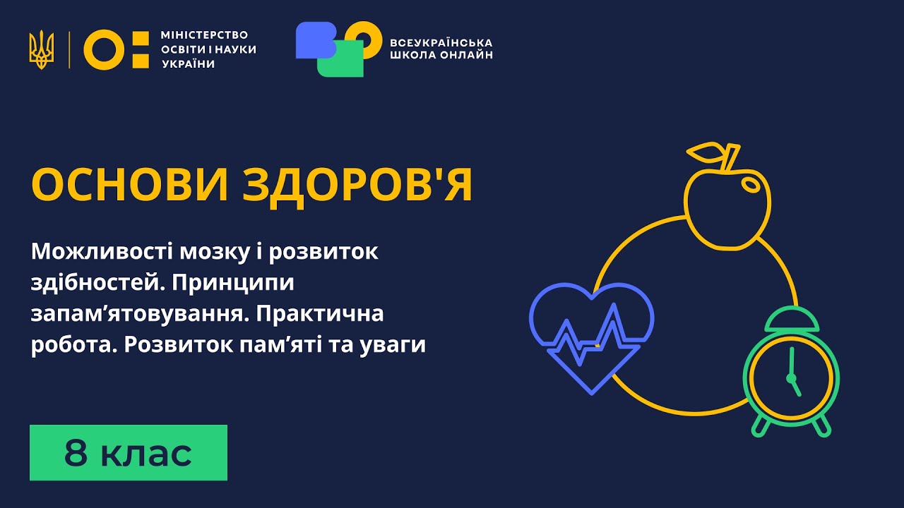8 клас. Основи здоров'я. Можливості мозку і розвиток здібностей. Принципи запам’ятовування