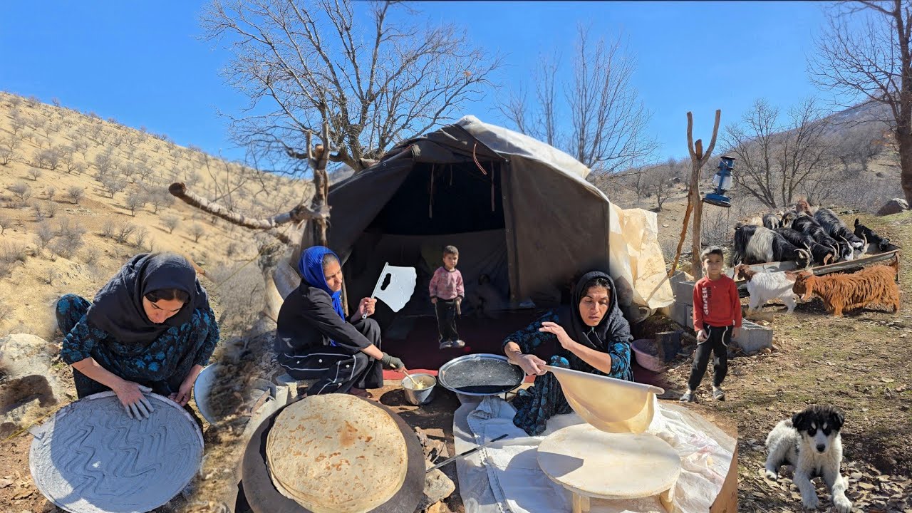 Nomadic life: Baking local and traditional lavash bread over a wood fire