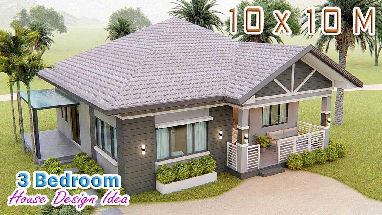 HOUSE DESIGN | 10 x 10 Meters | 3d bedroom Pinoy House