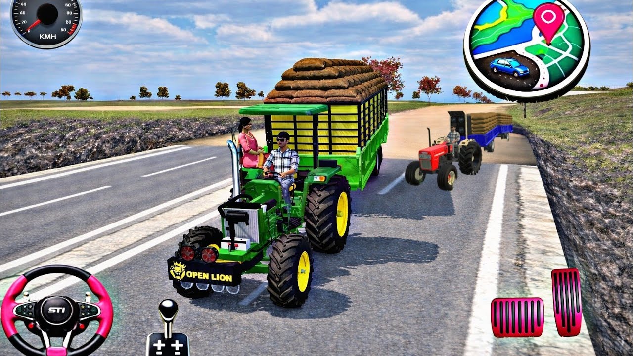 🚜 Heavy Loaded Tractor Highway Challenge | Real Farming Simulator Gameplay 🔥#offroad #indiantractor 