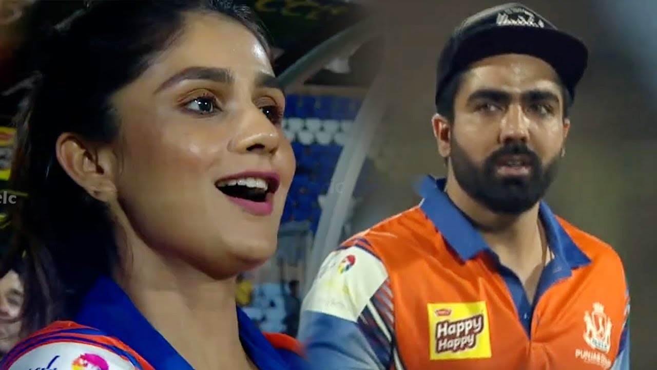 Punjab Team batsman Harrdy Sandhu hits a 6 and 4 in Bangalore bowler Karan's over | CCL