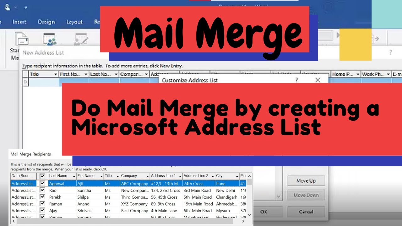 Mail Merge using the Microsoft Address List as the Data Source  | NIOS Made Easy